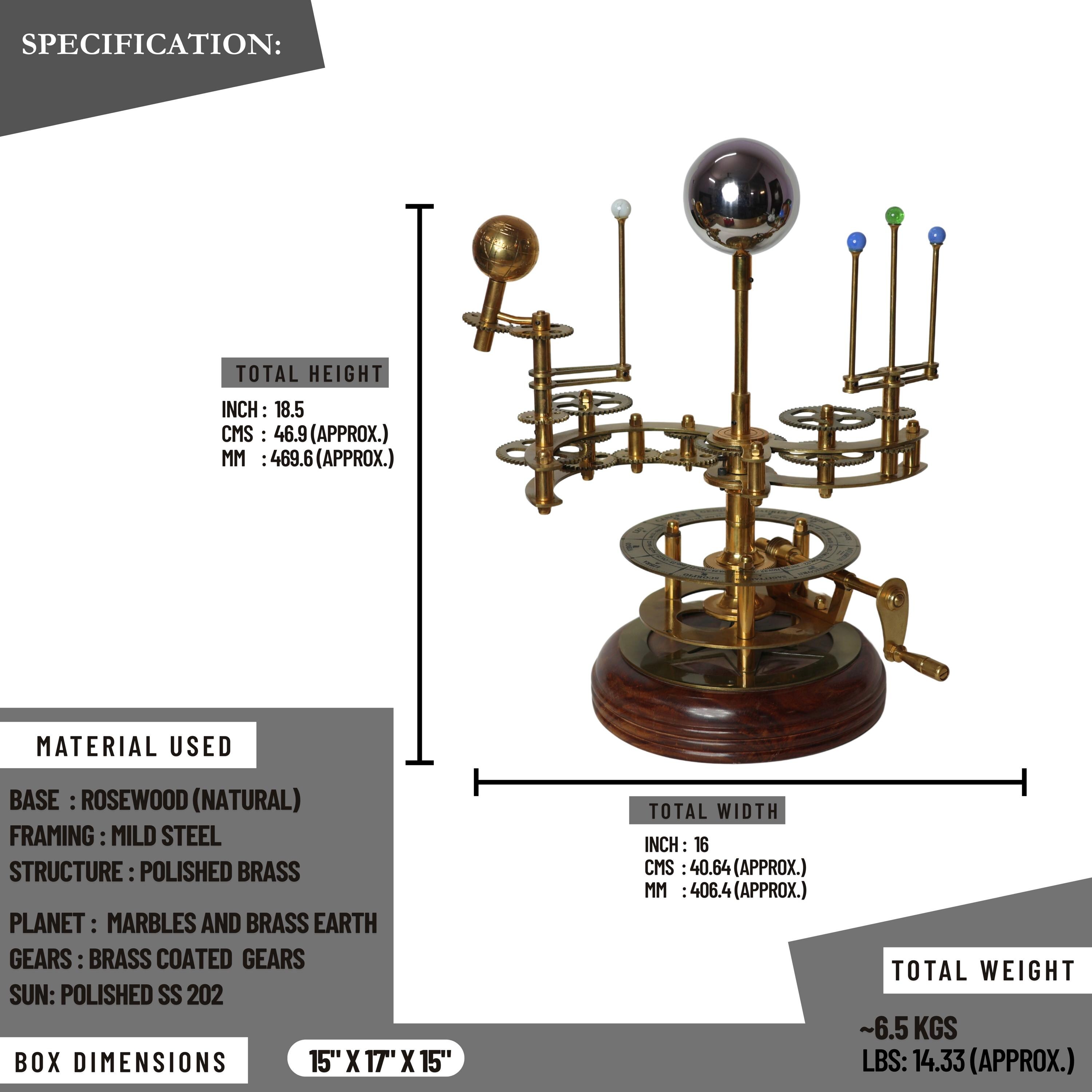 Brass Solar System Orrery, Museum Display view 4