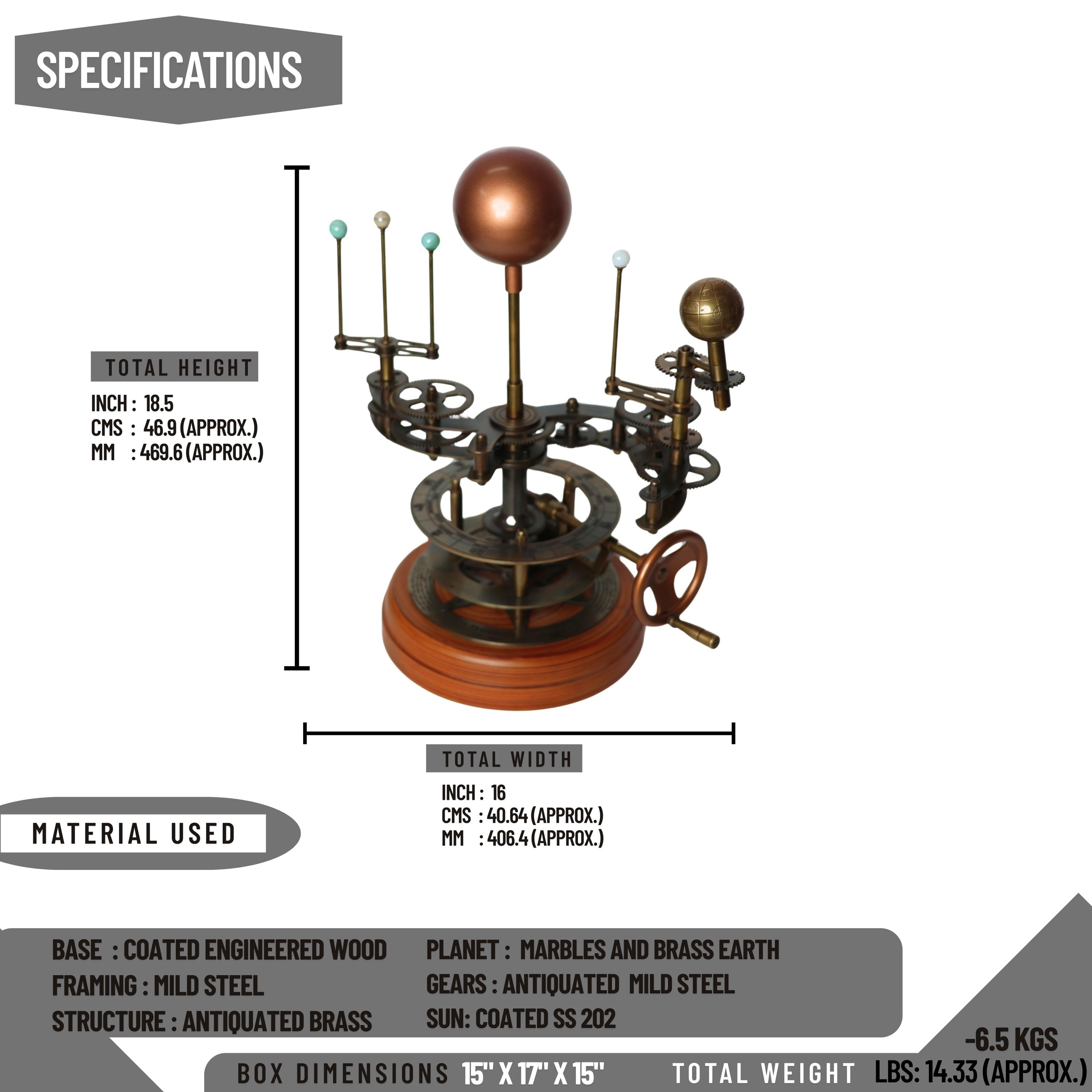 Brass Solar System Orrery, Museum Display view 3
