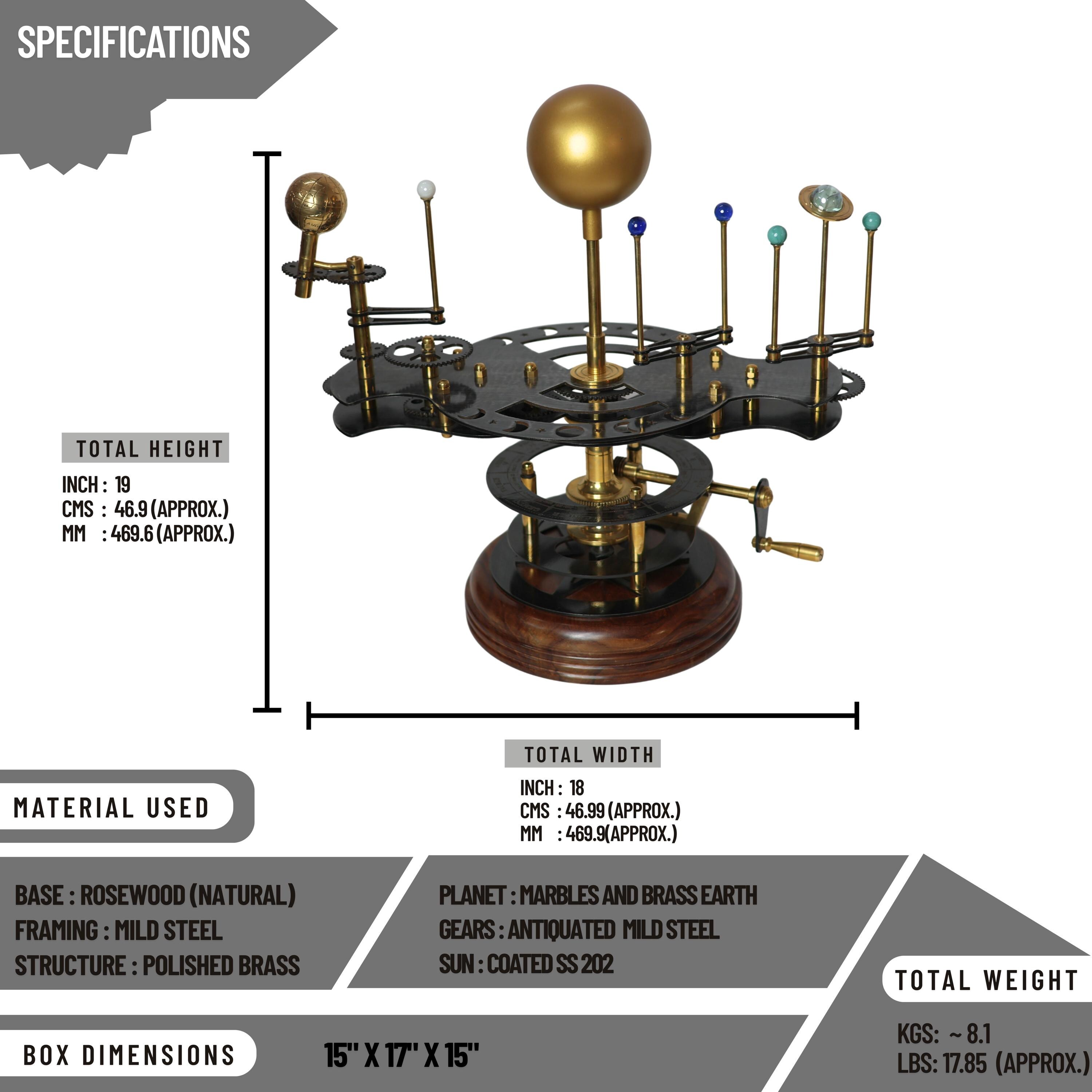 Brass Solar System Orrery, Museum Display view 3