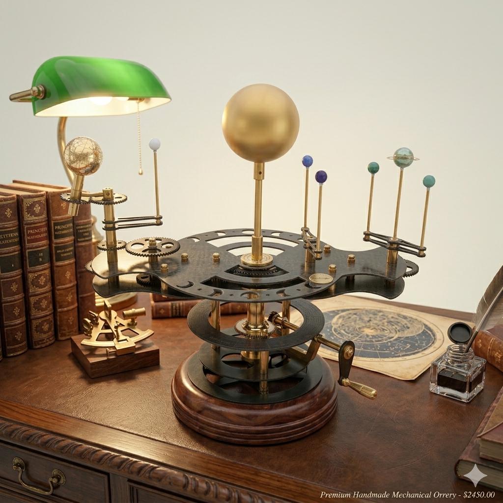 Antique-Style Brass Solar System Orrery, Museum view 2