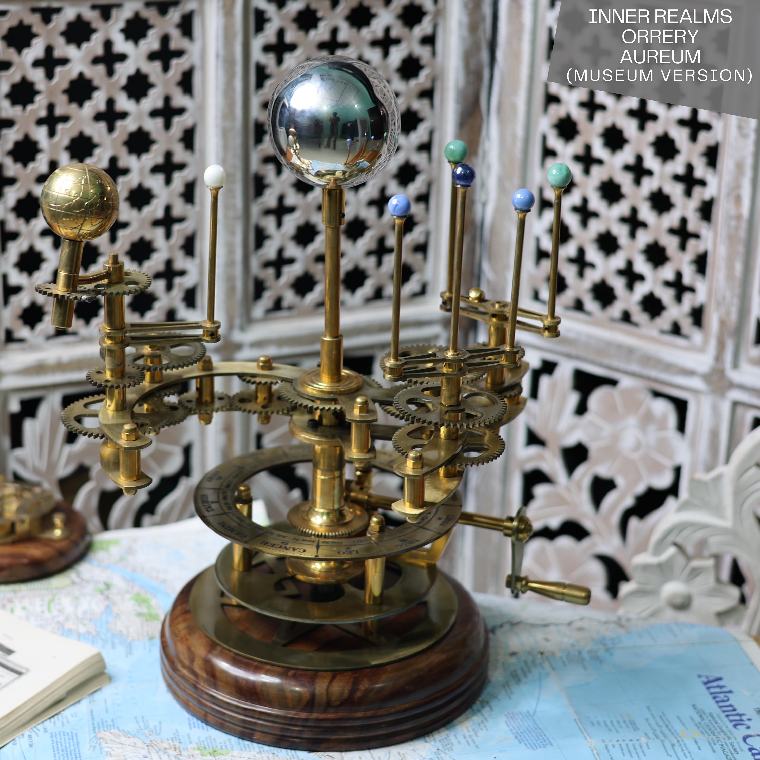 Brass Orrery with Semi-Precious Stone Planets, Museum view 2