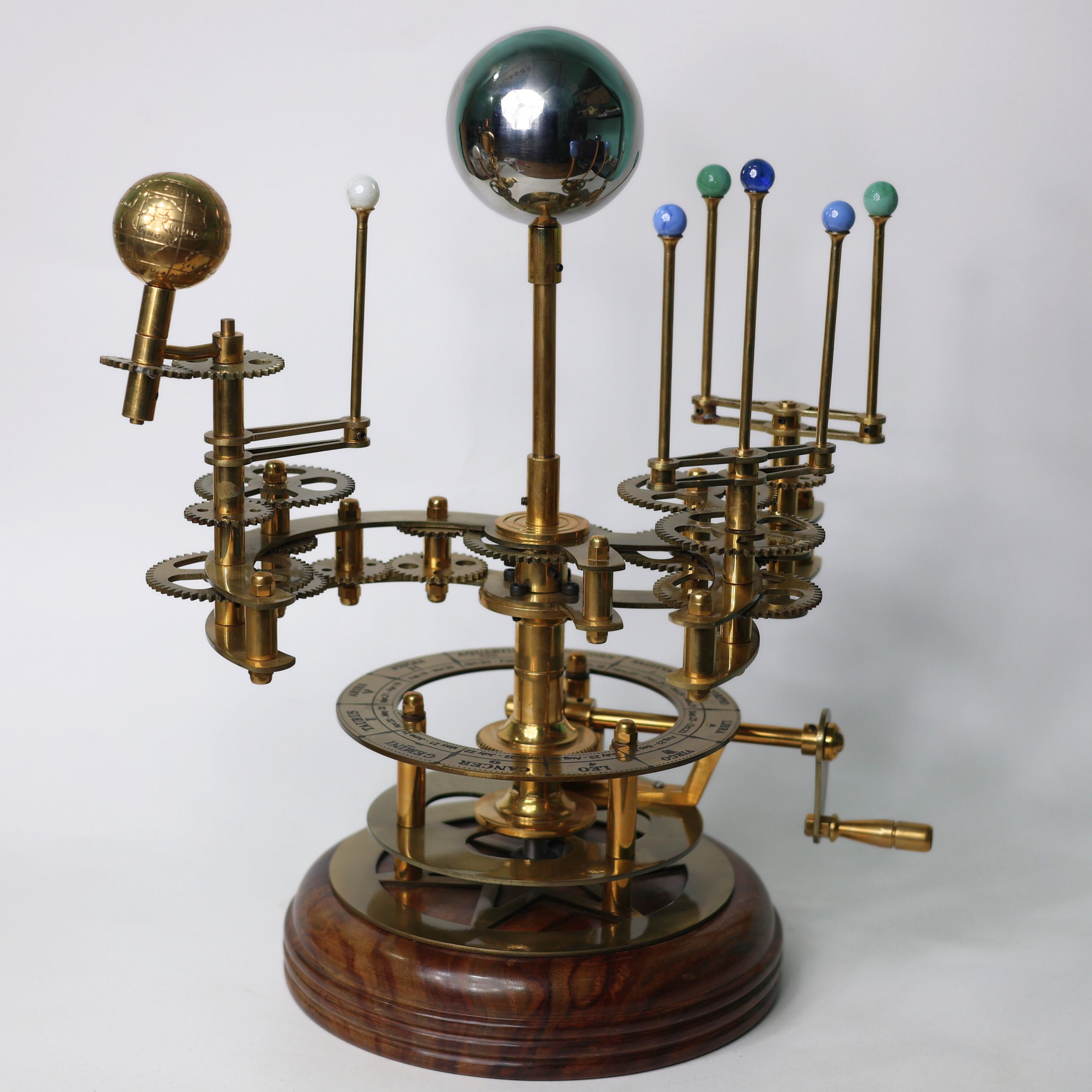 Brass Orrery with Semi-Precious Stone Planets, Museum view 3