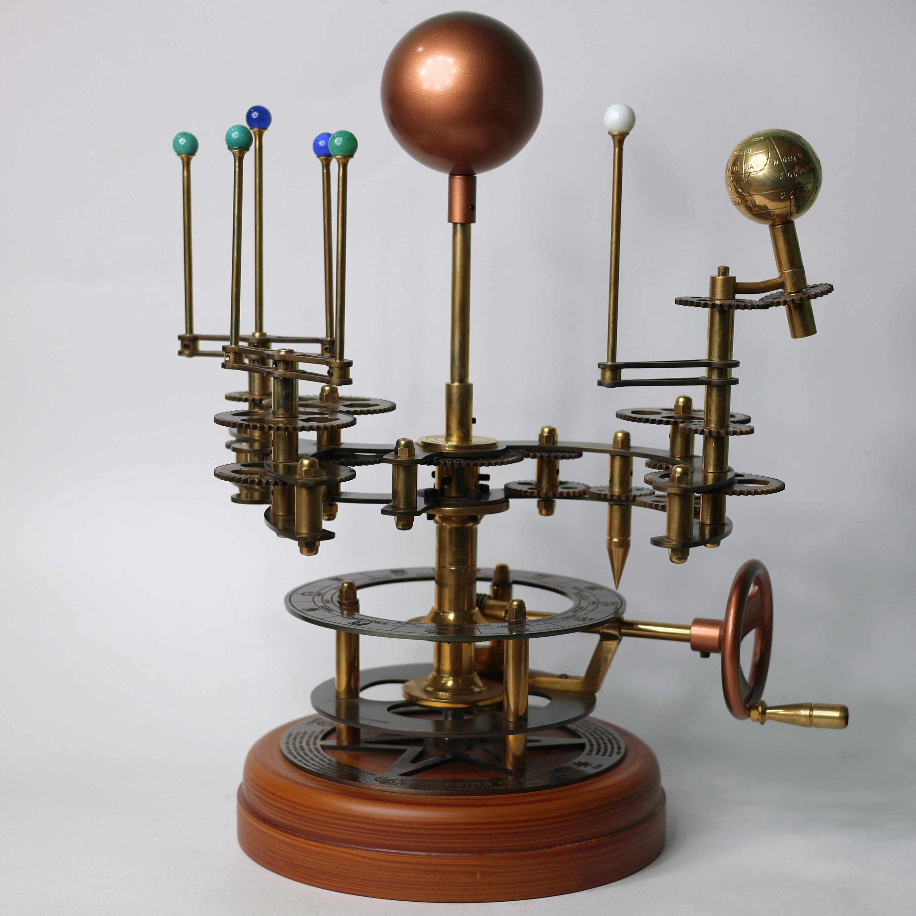 Brass Orrery with Semi-Precious Stone Planets, Museum view 4