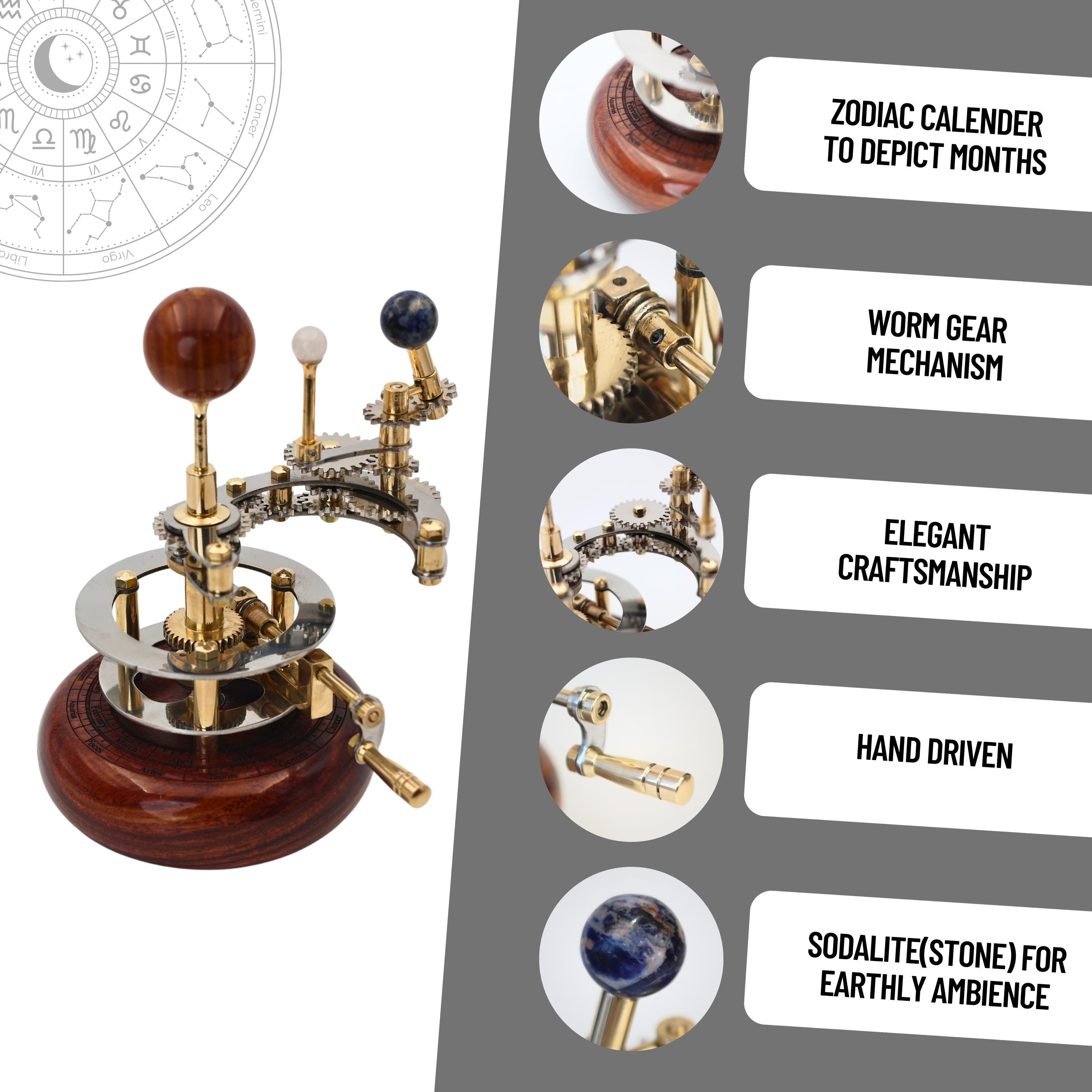 Brass Orrery with Semi-Precious Stone Planets view 9
