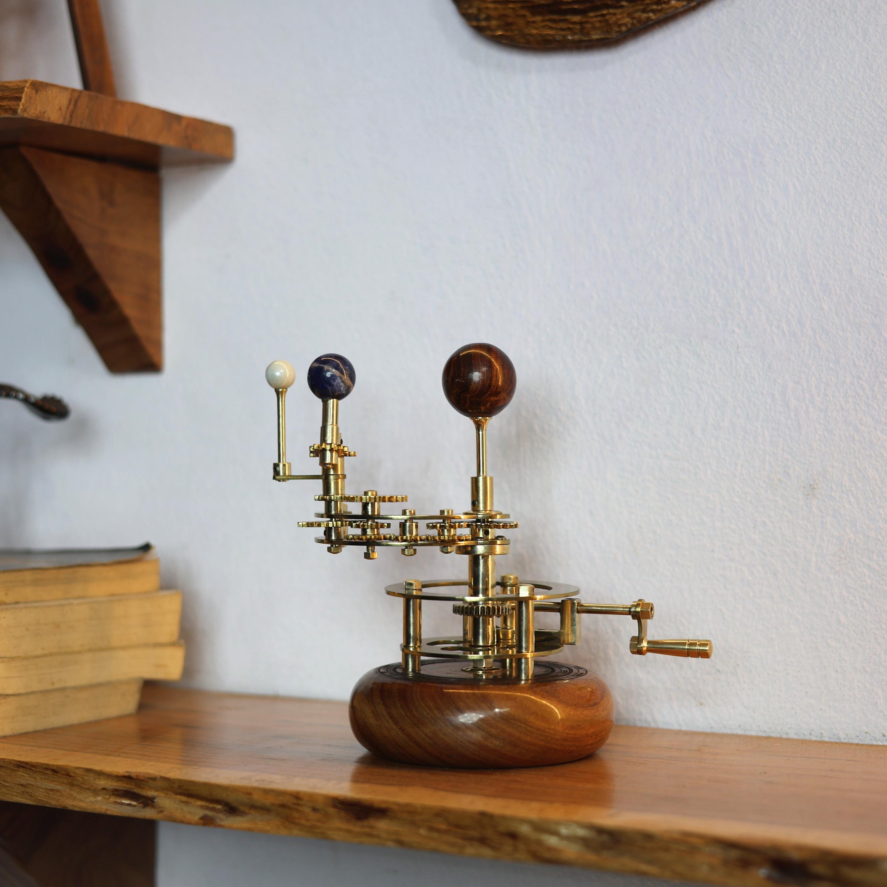 Brass Orrery with Gemstone Planets, Desk Model view 9