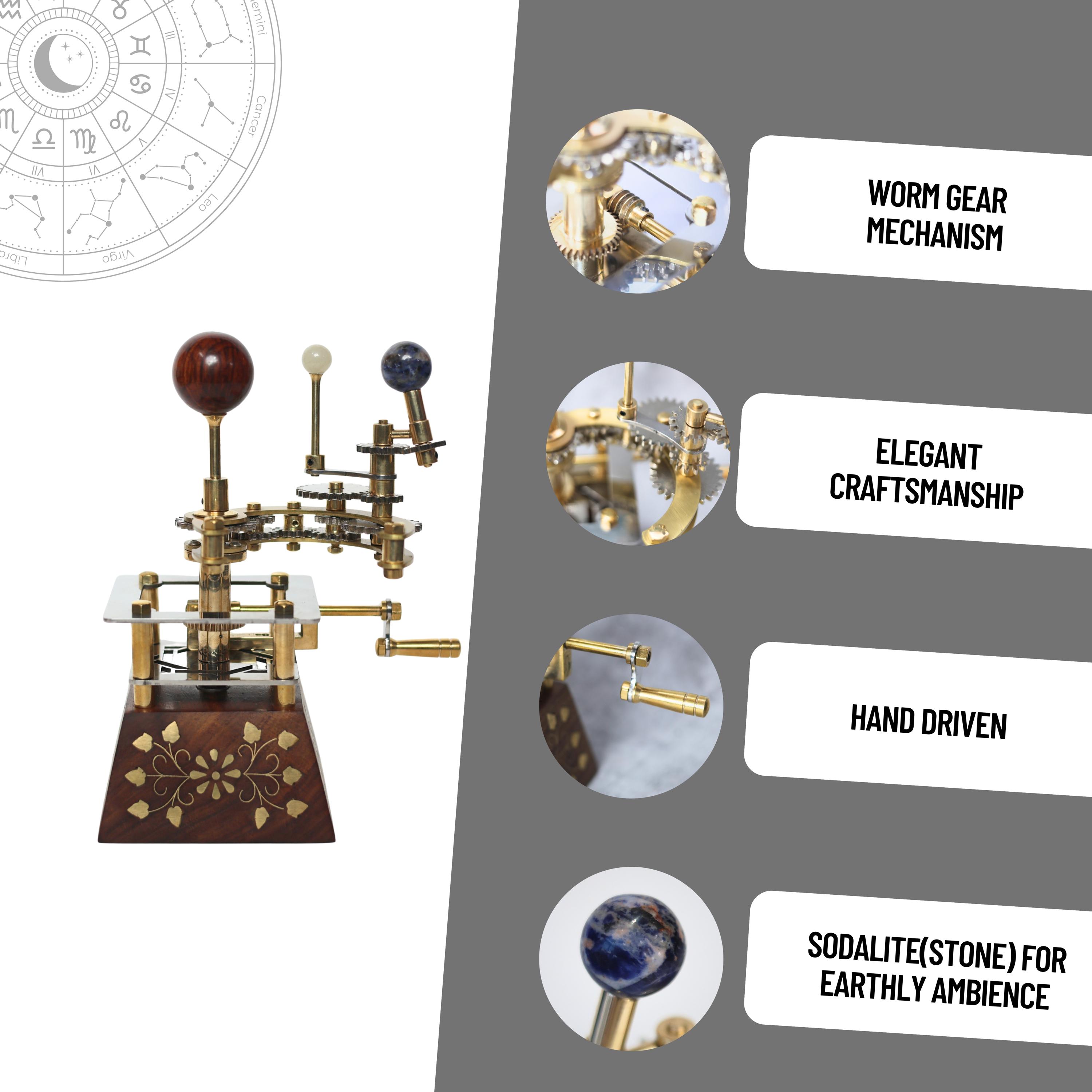 Brass Solar System Orrery, Classic Antique Finish view 8