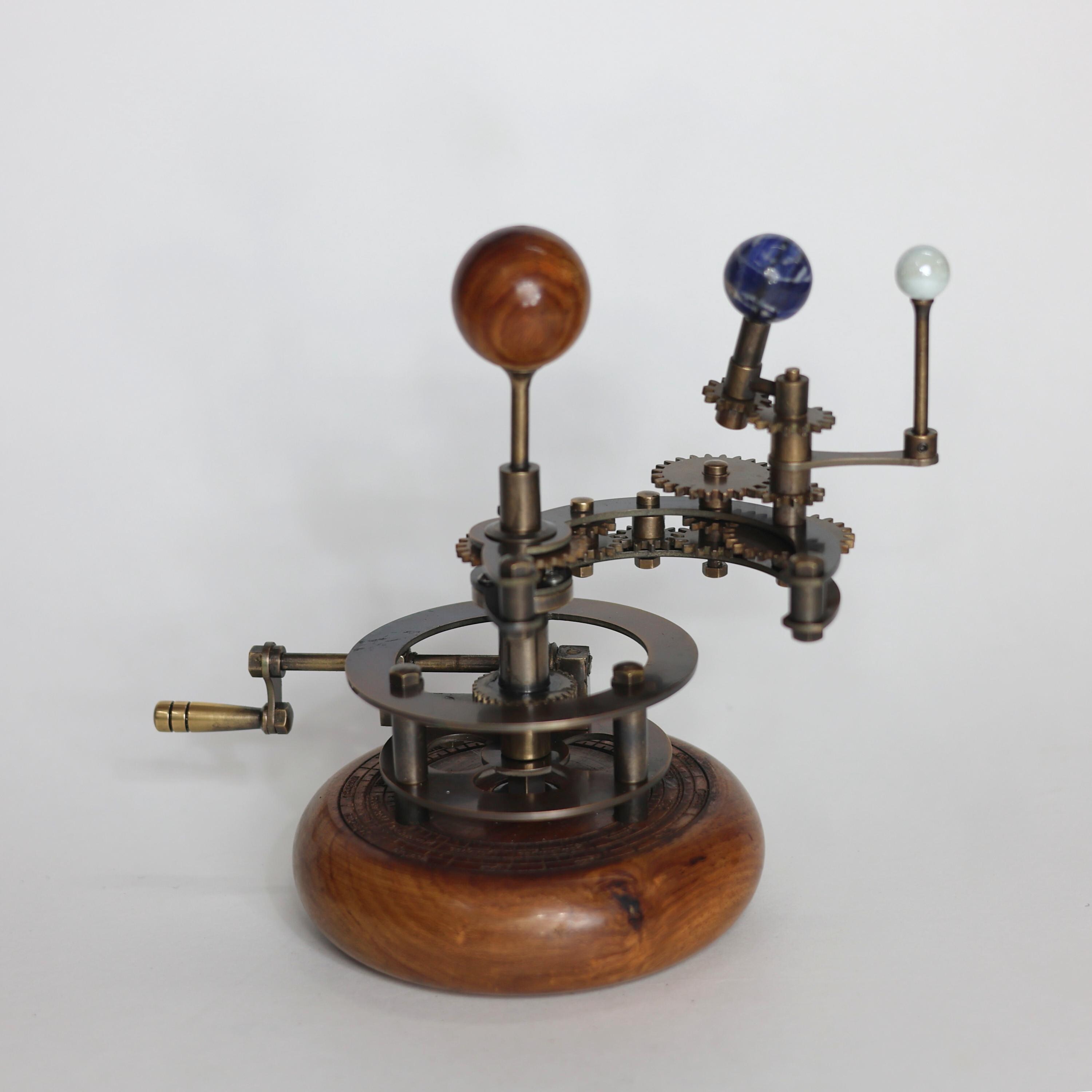 Brass Orrery with Mixed Stone Planets view 2