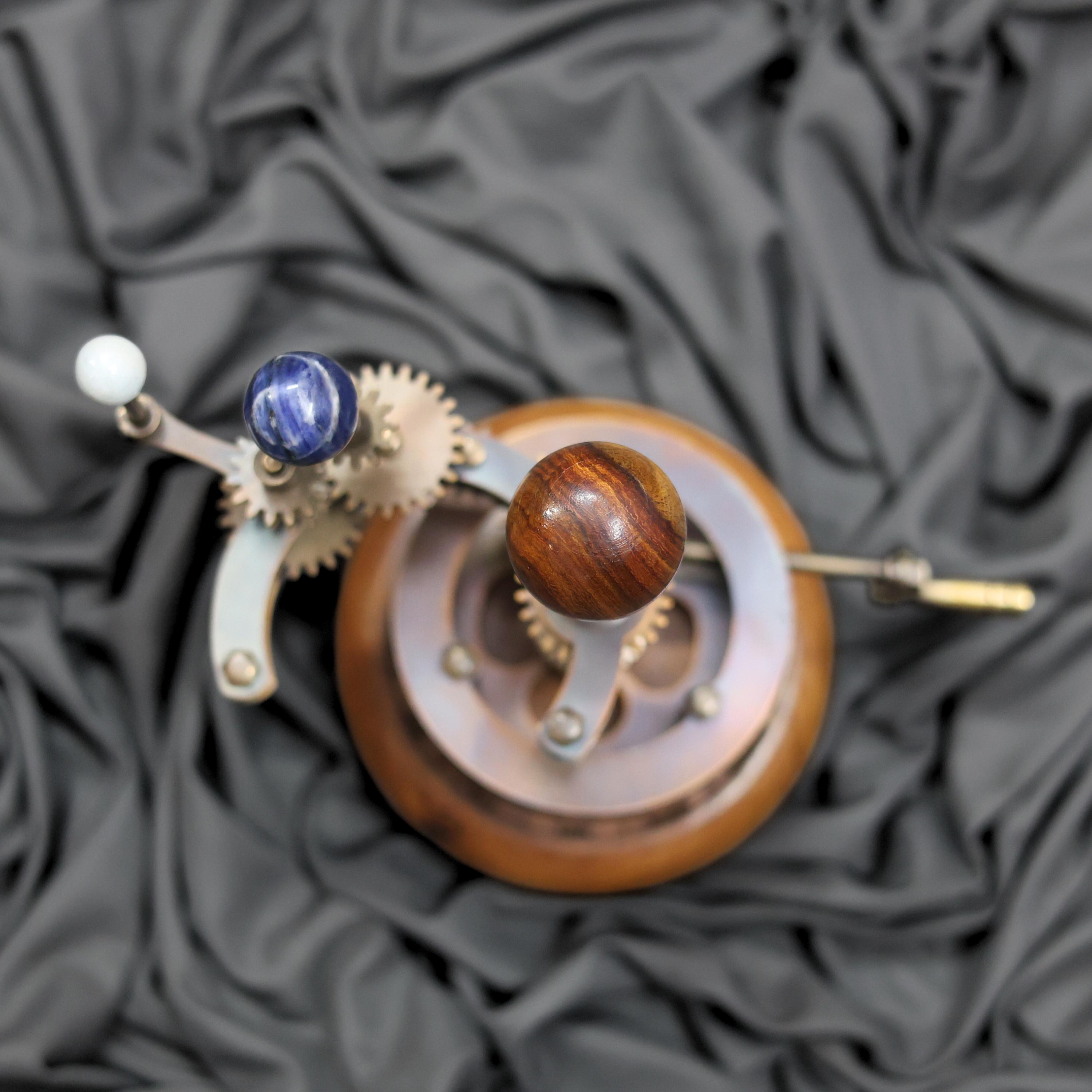 Brass Orrery with Mixed Stone Planets view 5