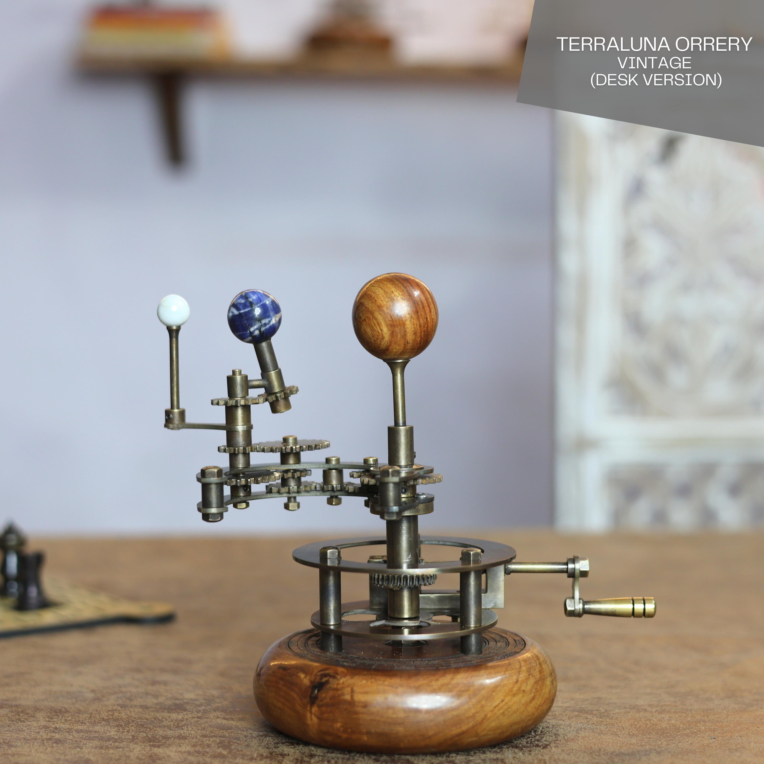 Brass Orrery with Mixed Stone Planets view 9