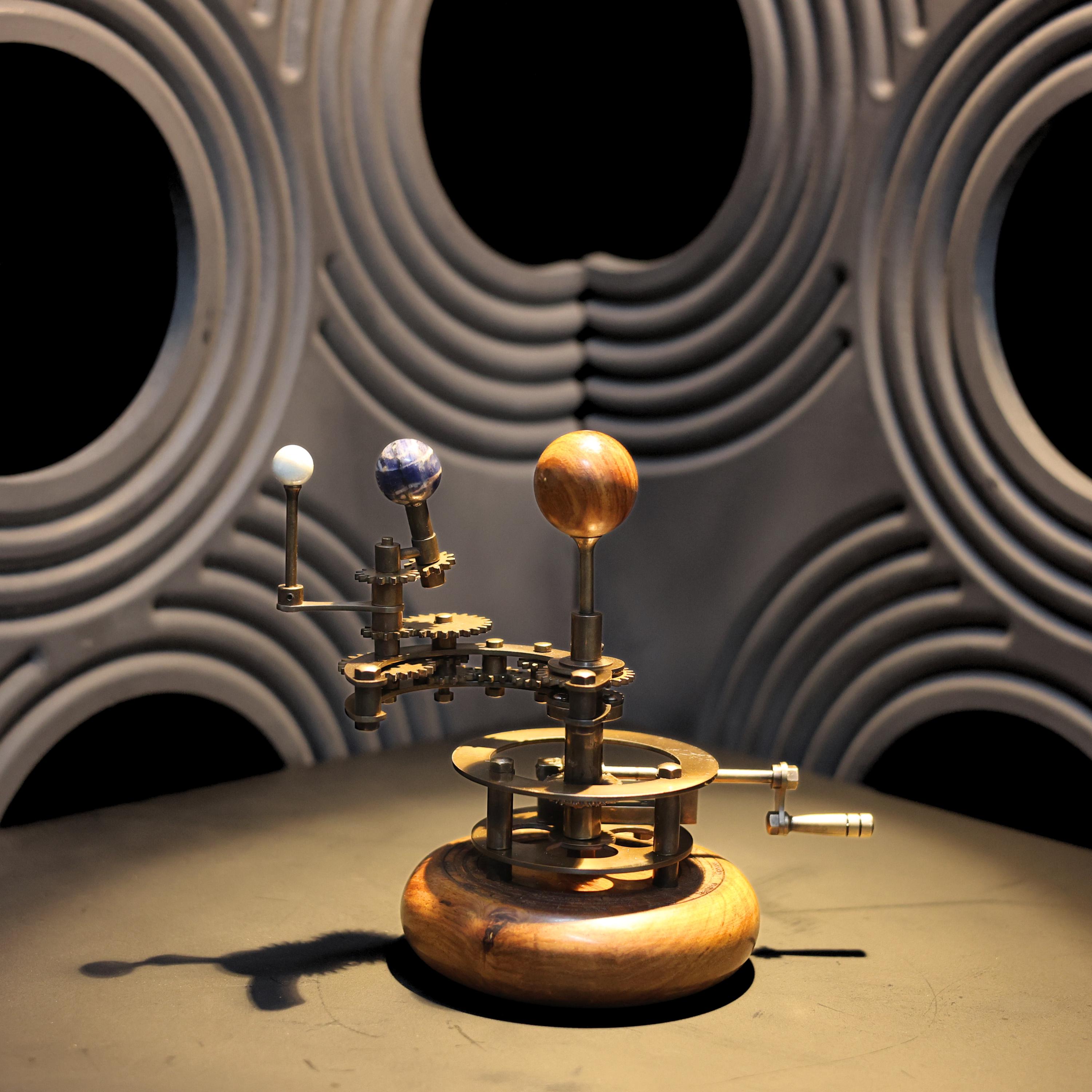 Brass Orrery with Mixed Stone Planets view 10