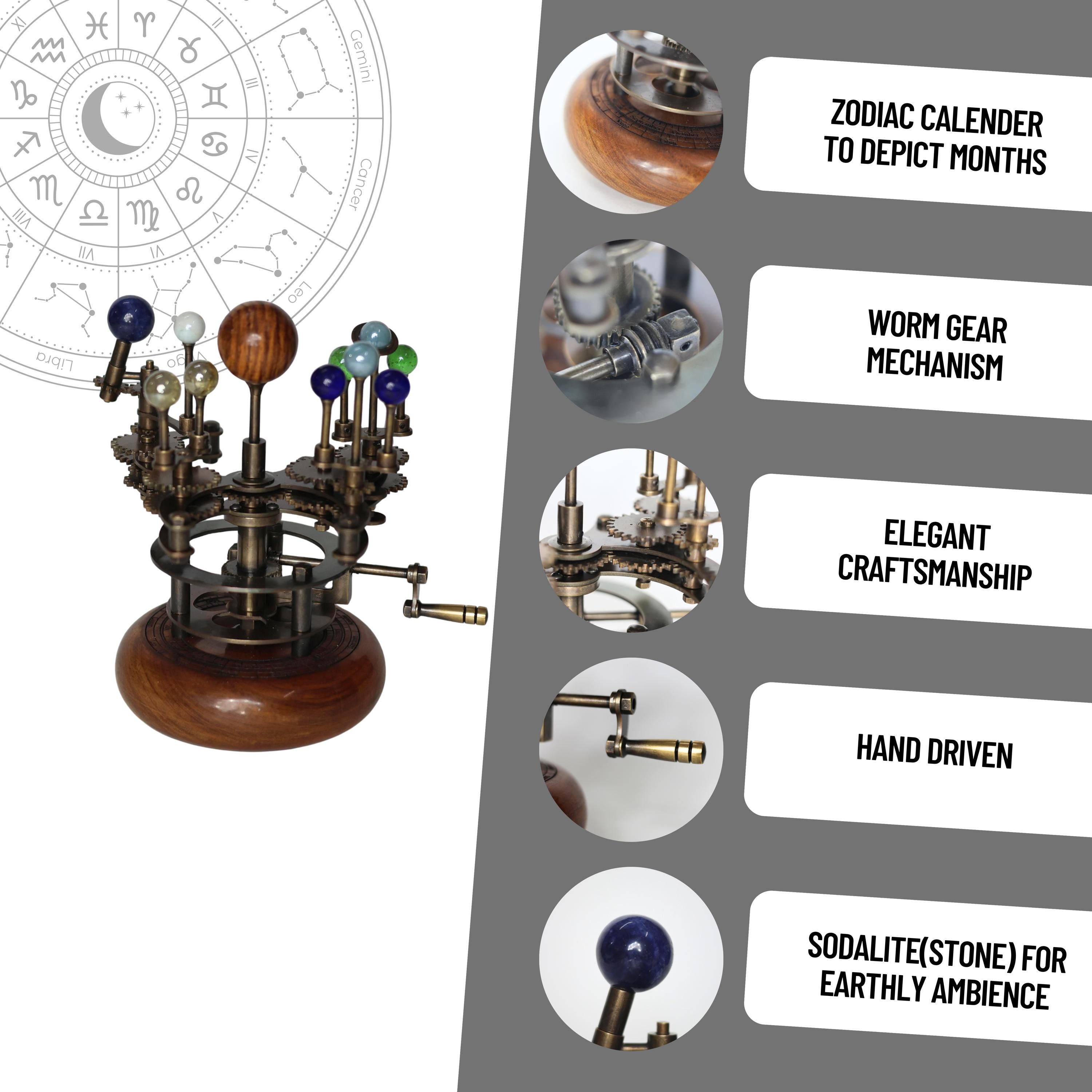 Brass Solar System Orrery, Teakwood Luxury Edition view 4