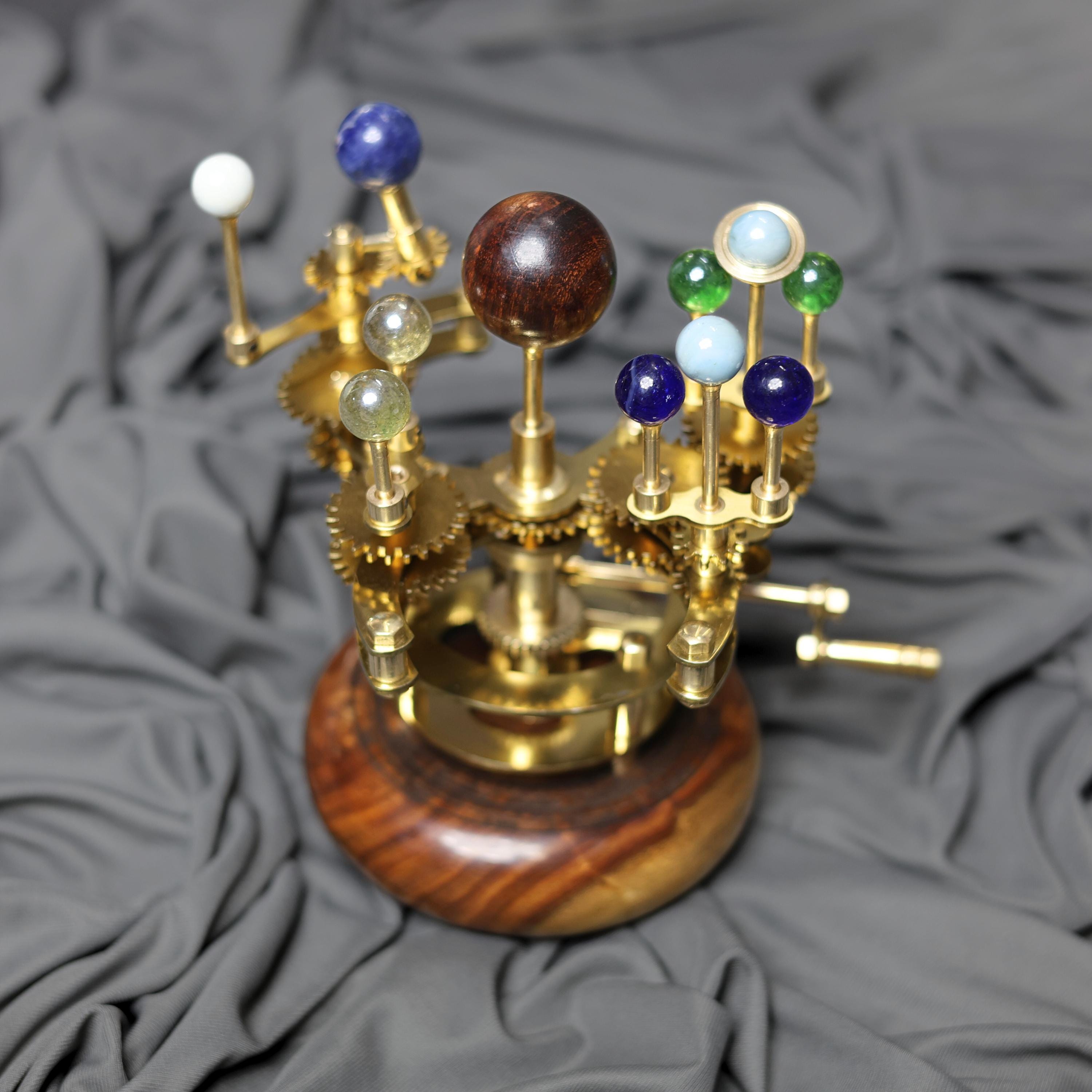Gold-Finish Brass Orrery, Full Solar System view 3