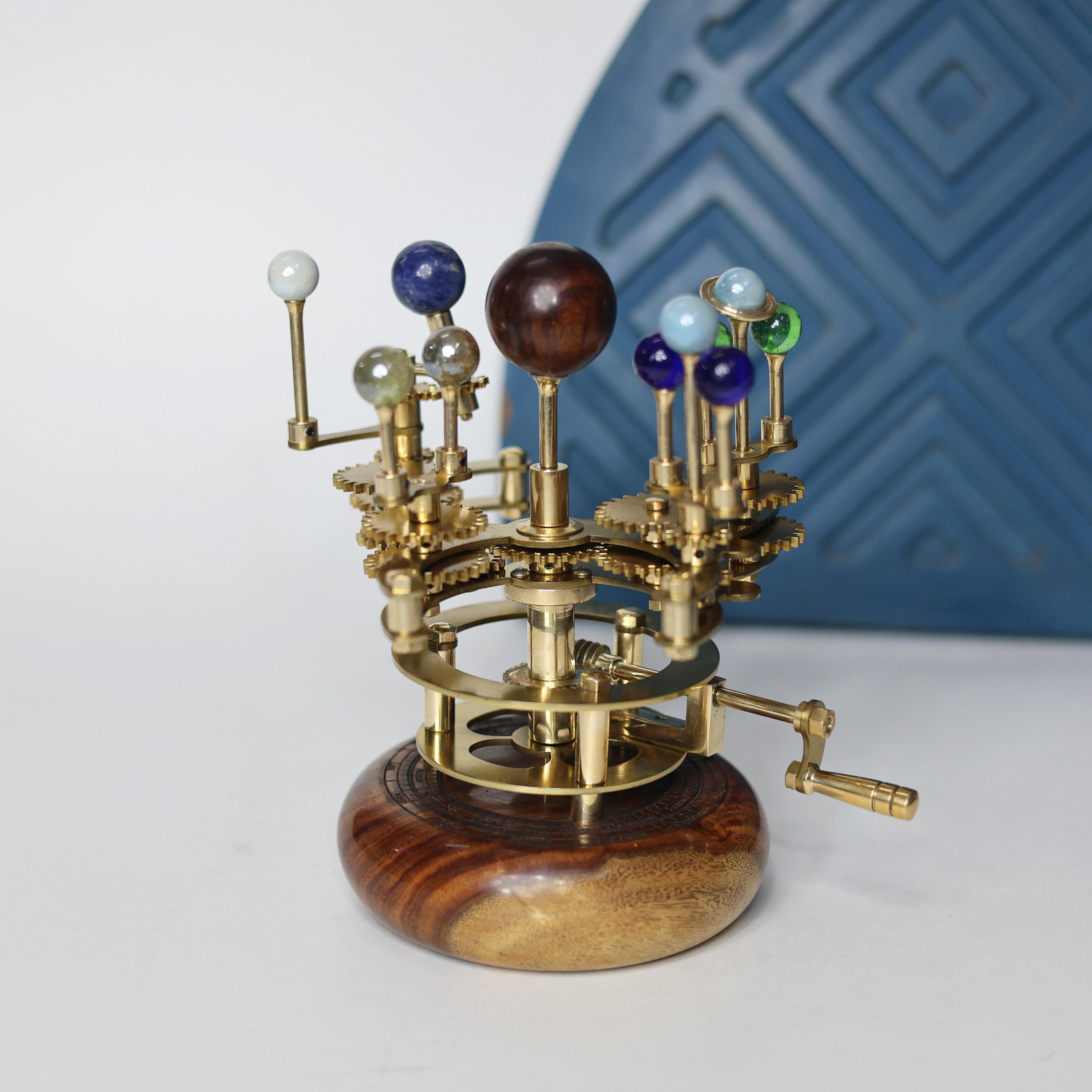 Gold-Finish Brass Orrery, Full Solar System view 5