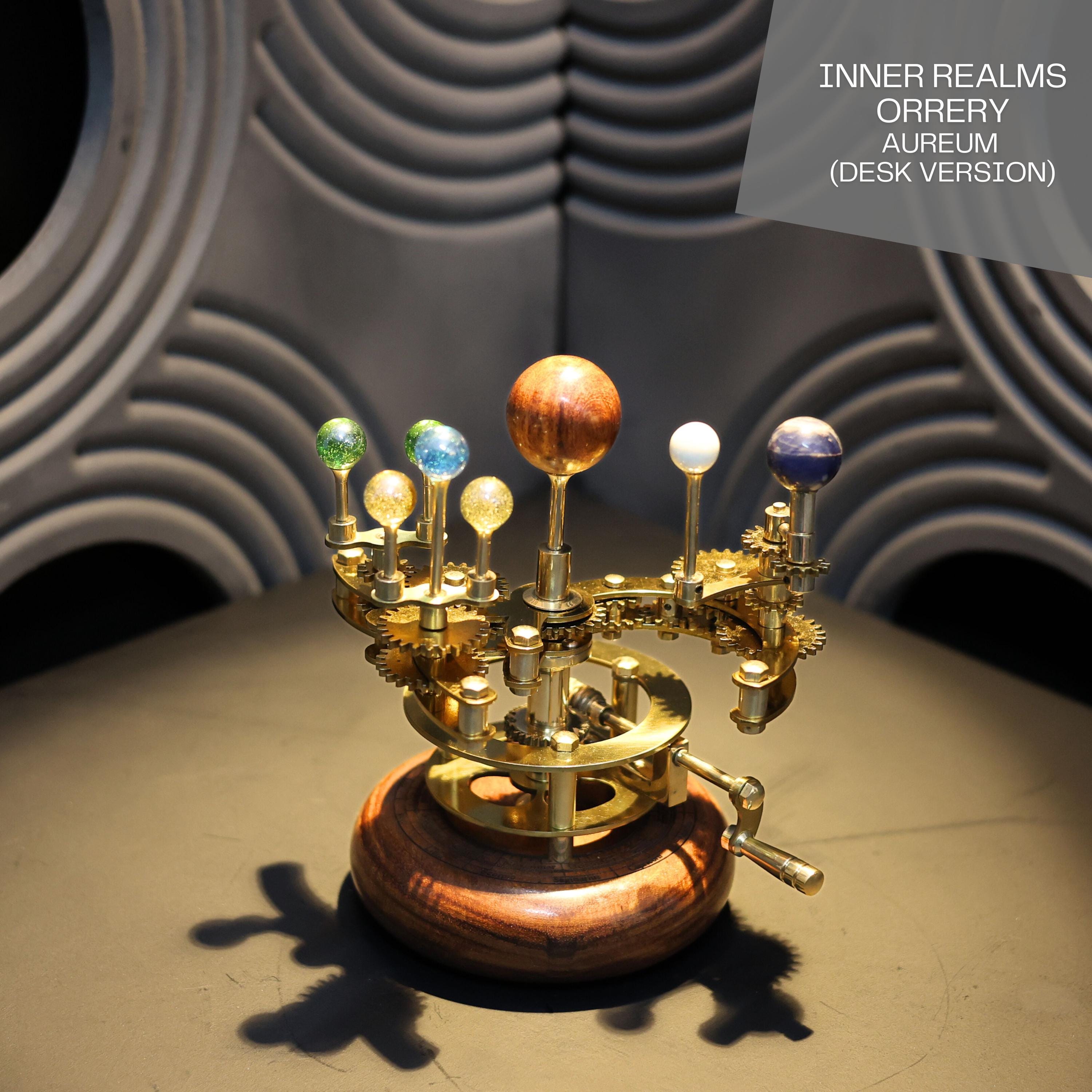 Gold-Finish Brass Orrery, Compact Desk Model view 3