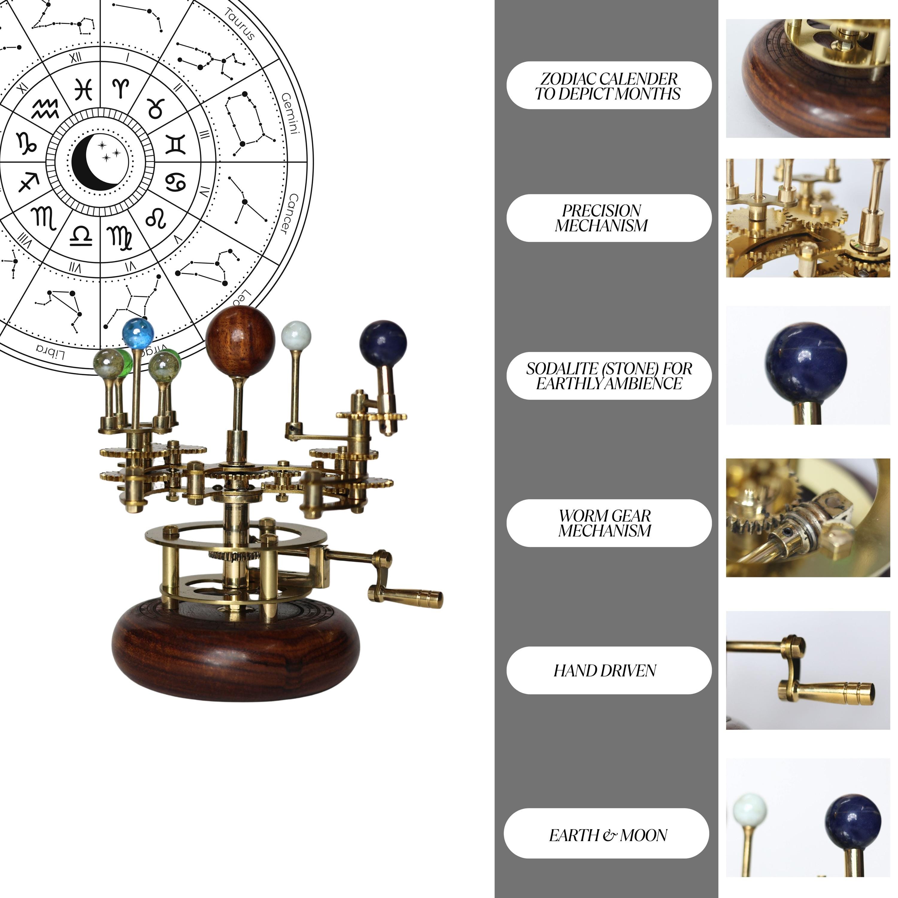Gold-Finish Brass Orrery, Compact Desk Model view 4