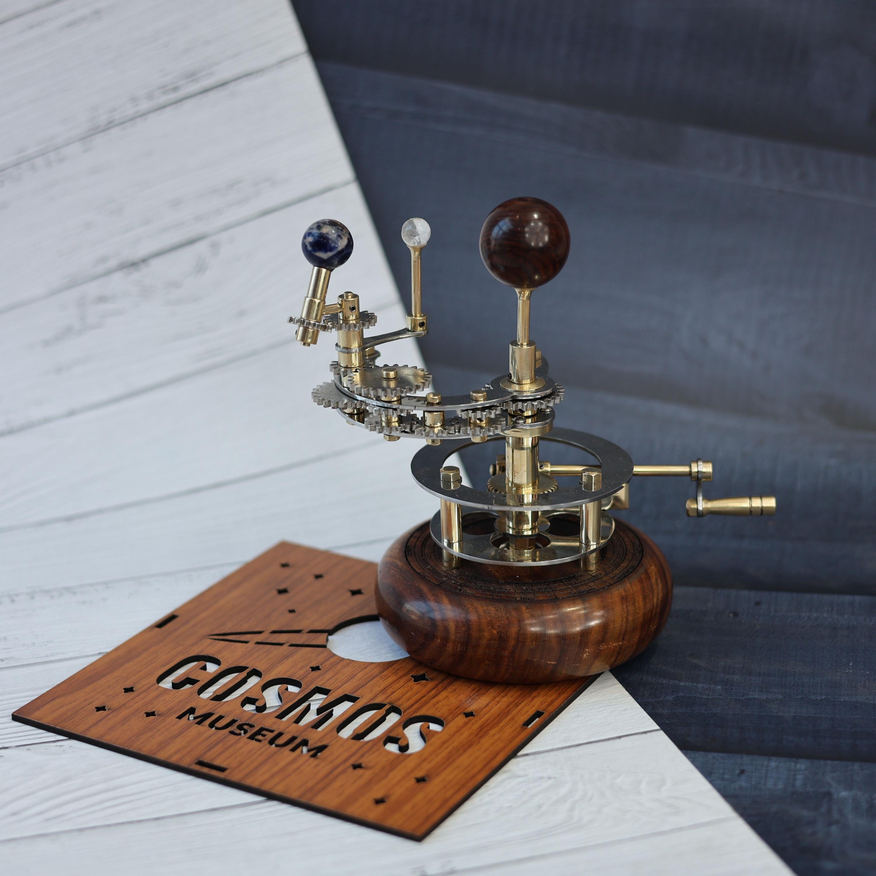 Brass Orrery with Glass Marble Planets view 4