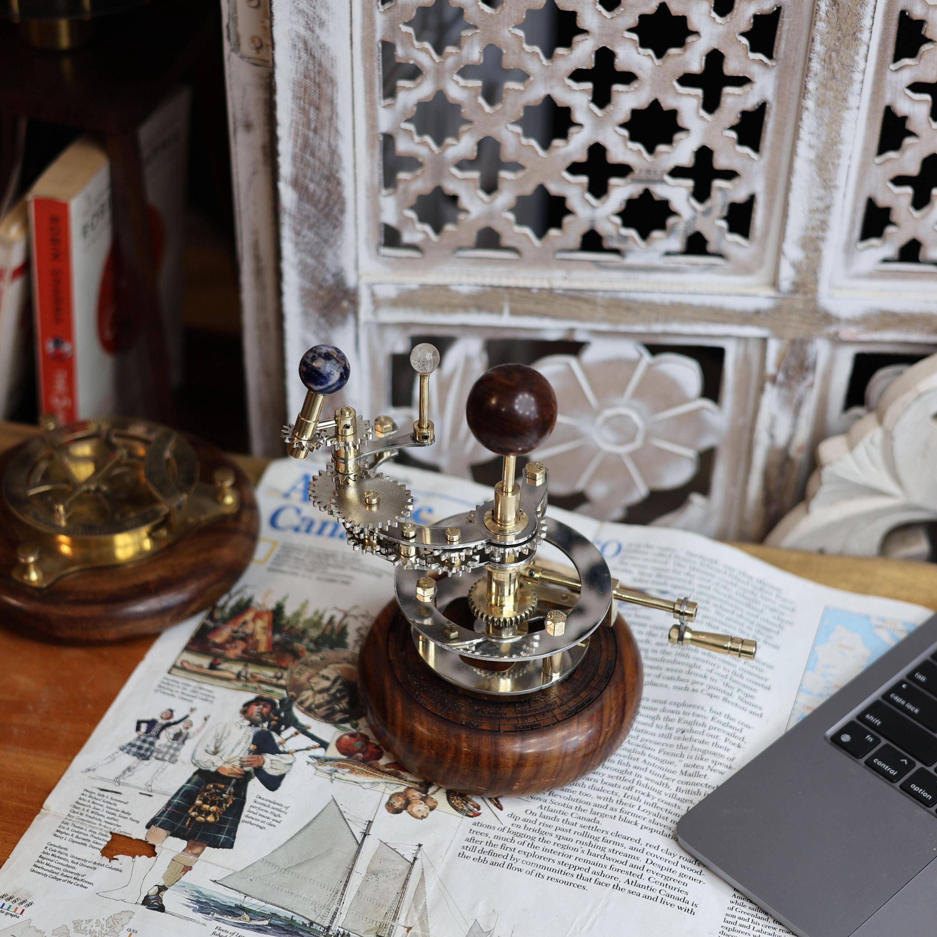 Brass Orrery with Glass Marble Planets view 5