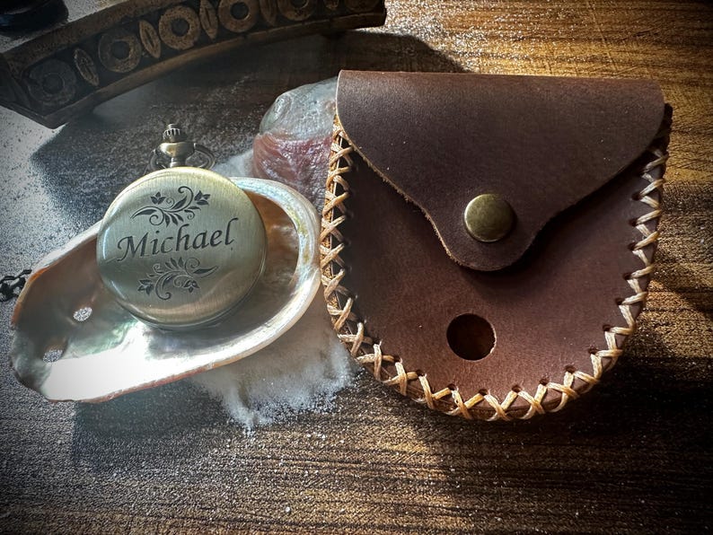 Brass Pocket Watch — Push-Button Lid & Wooden Box IV view 6