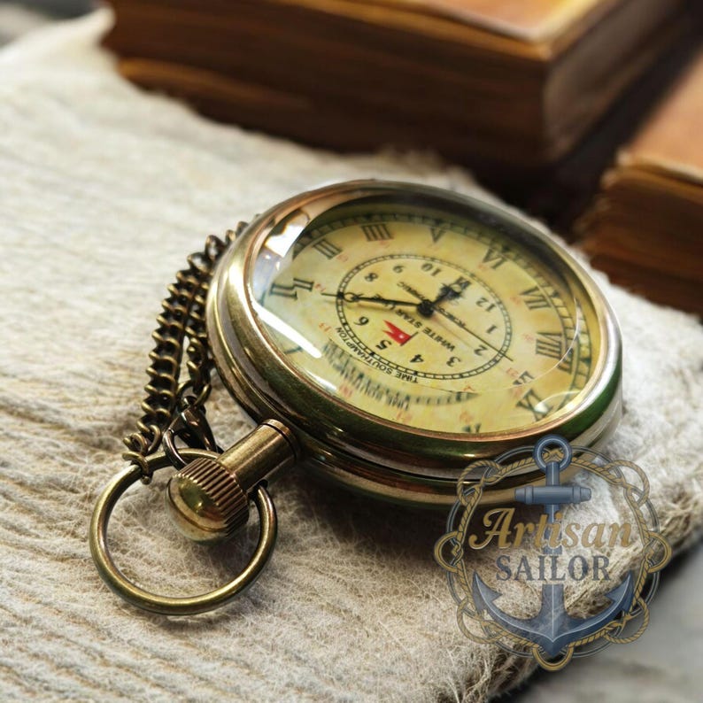 Brass Pocket Watch — Engravable Case Back view 6