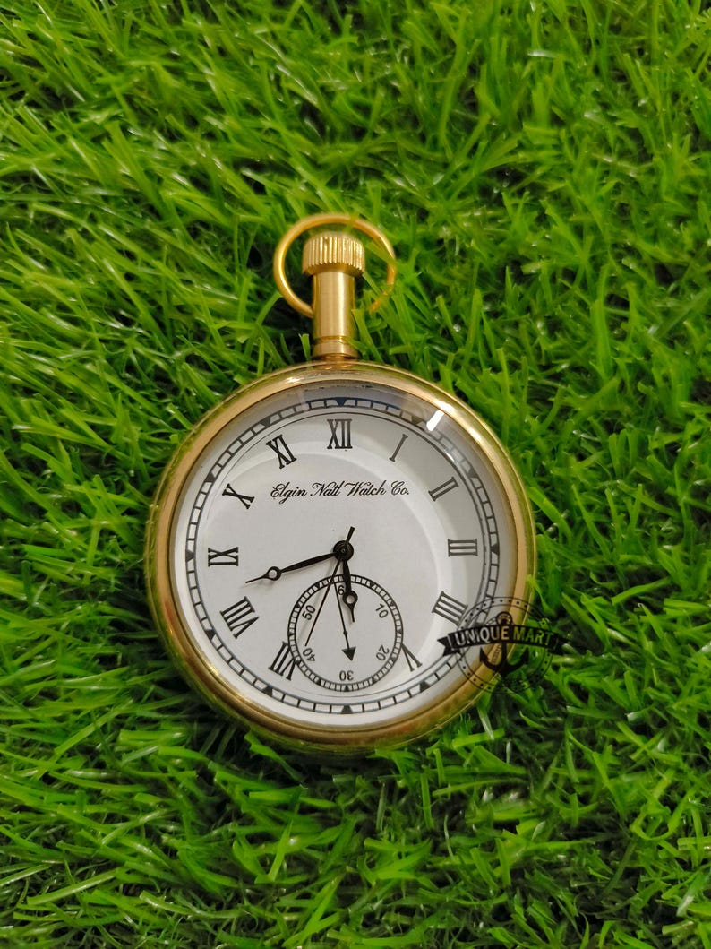 Brass Pocket Watch — Victoria Engraving view 3
