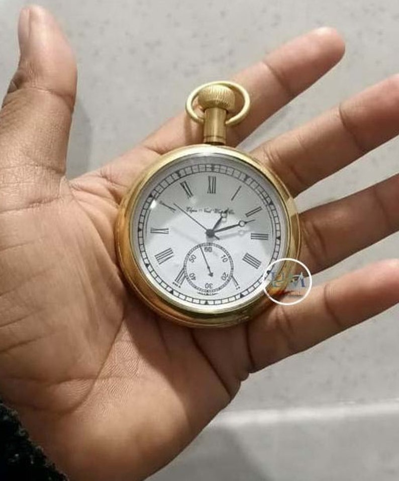 Brass Pocket Watch — Victoria Engraving view 4