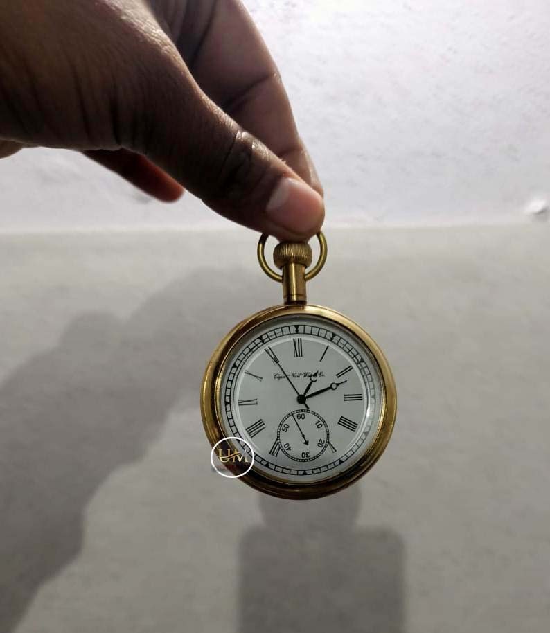 Brass Pocket Watch — Victoria Engraving view 5