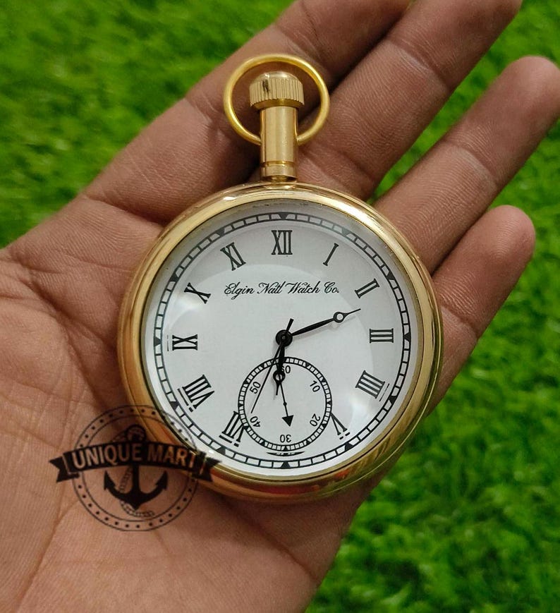 Brass Pocket Watch — Victoria Engraving view 9