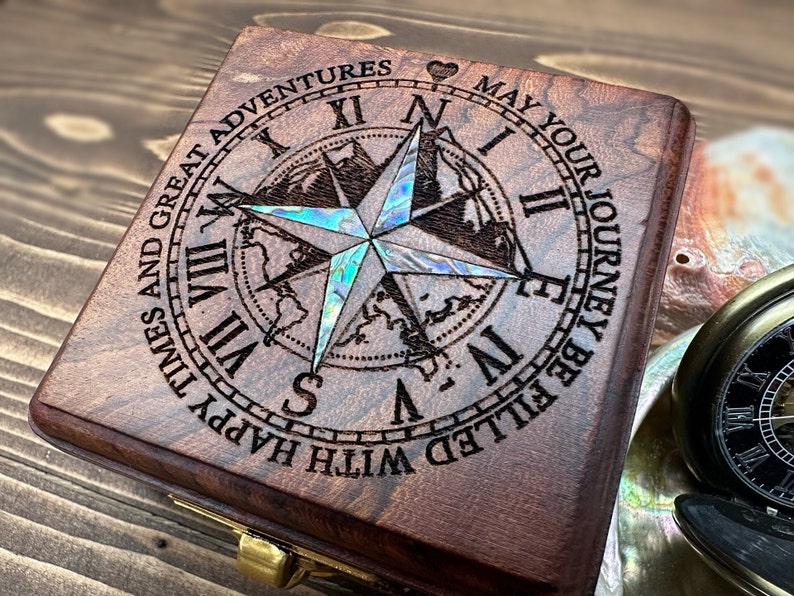 Brass Pocket Watch — Push-Button Lid & Wooden Box view 5