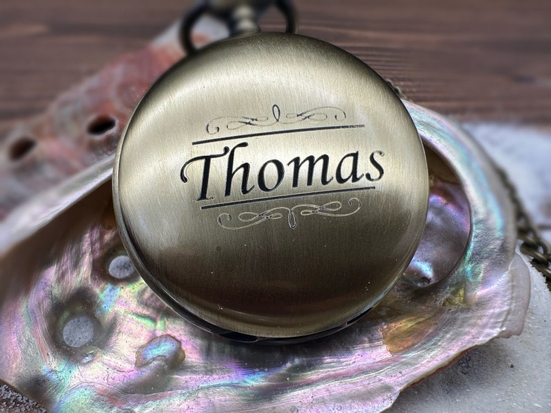 Brass Pocket Watch — Push-Button Lid & Wooden Box II view 6