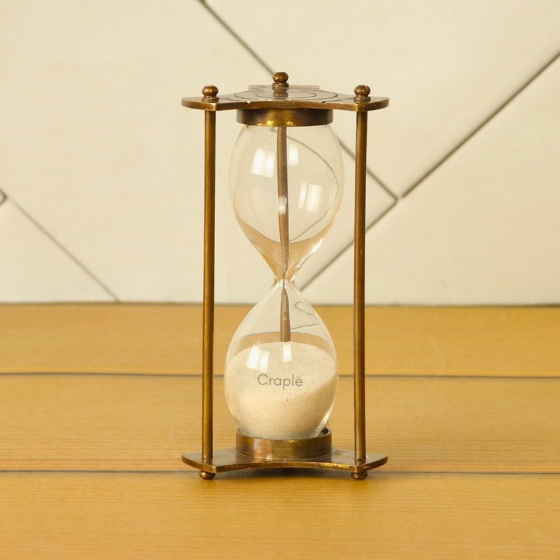 Handcrafted Brass Hourglass, 1-Minute, Antique Finish view 2