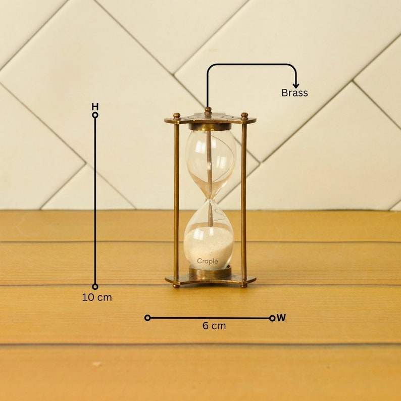 Handcrafted Brass Hourglass, 1-Minute, Antique Finish view 5