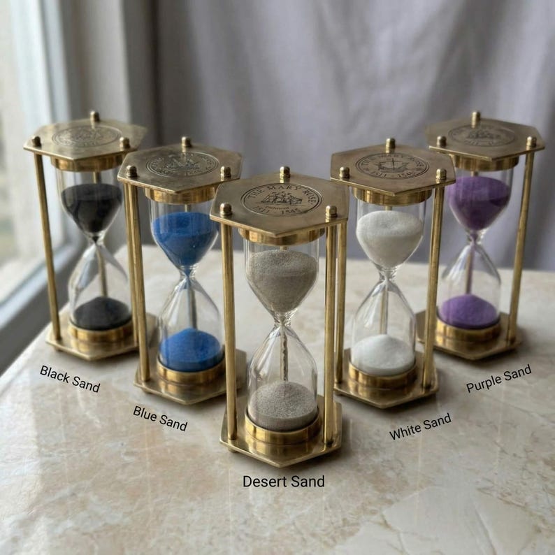 Brass Hourglass with Custom Sand Colour Option, 2-Minute view 2