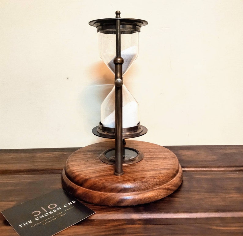 Brass Tabletop Hourglass with Working Compass, 5-Minute view 7