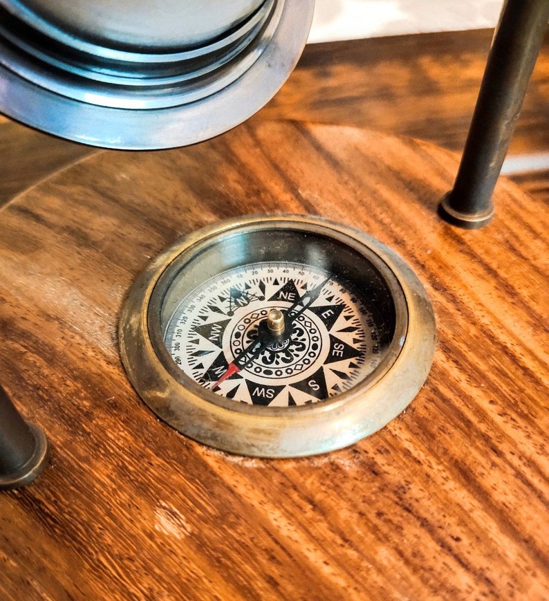 Brass Tabletop Hourglass with Working Compass, 5-Minute view 9