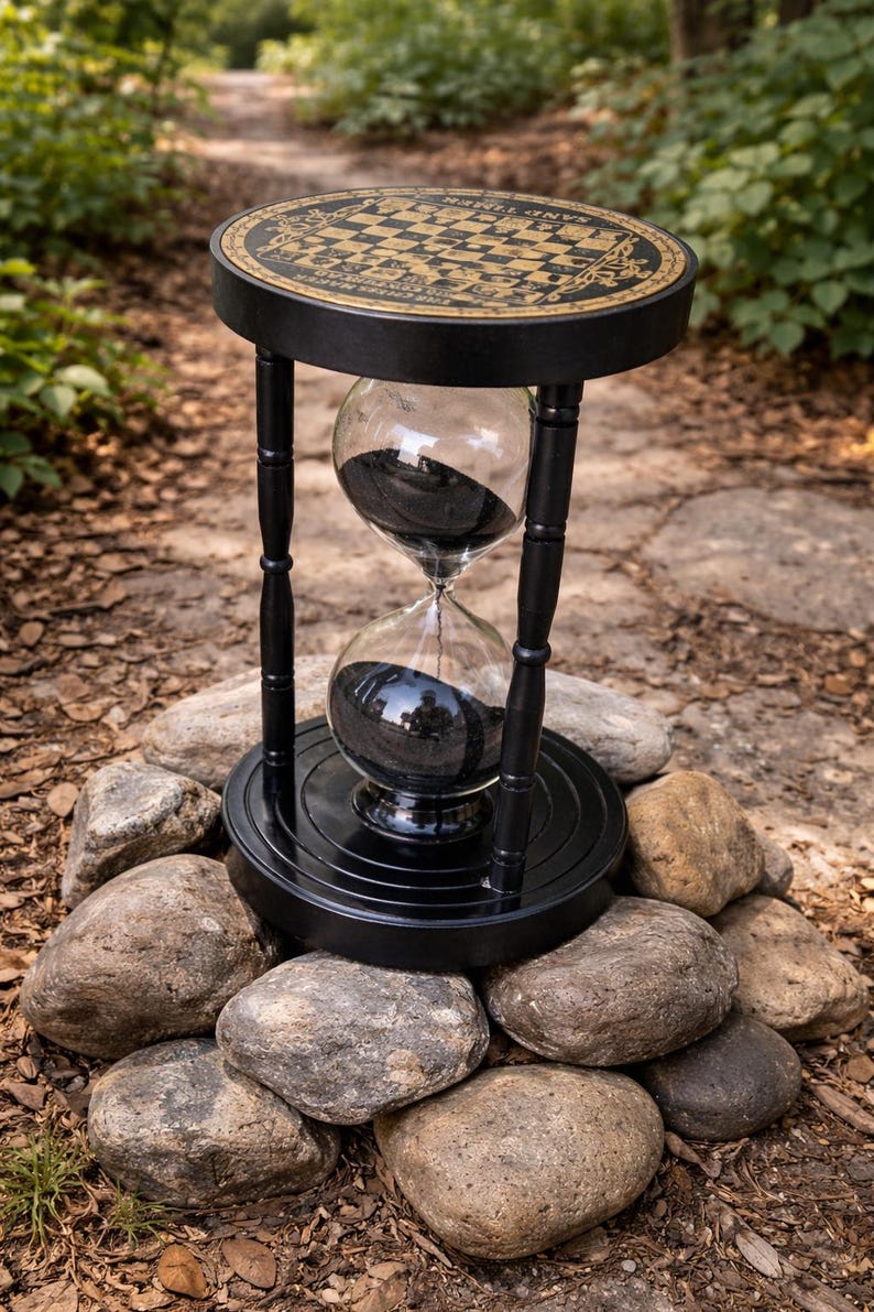 Black Antique Brass Hourglass with Chessboard Design, 5-Minute view 5