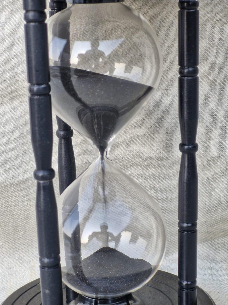 Black Antique Brass Hourglass with Chessboard Design, 5-Minute view 9