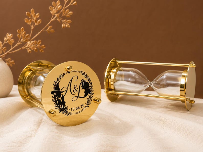 Fillable Brass Hourglass, Sand Ceremony Set, 5-Minute view 3