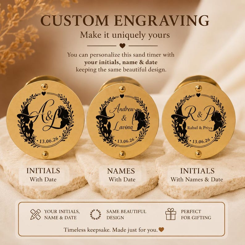 Fillable Brass Hourglass, Sand Ceremony Set, 5-Minute view 4