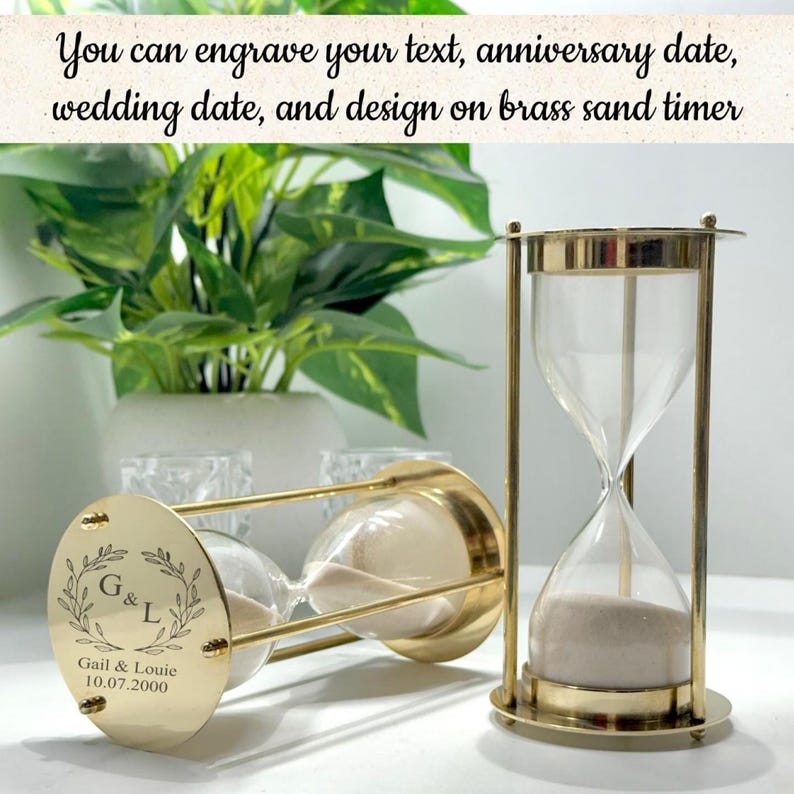 Fillable Brass Hourglass, Sand Ceremony Set, 5-Minute view 13