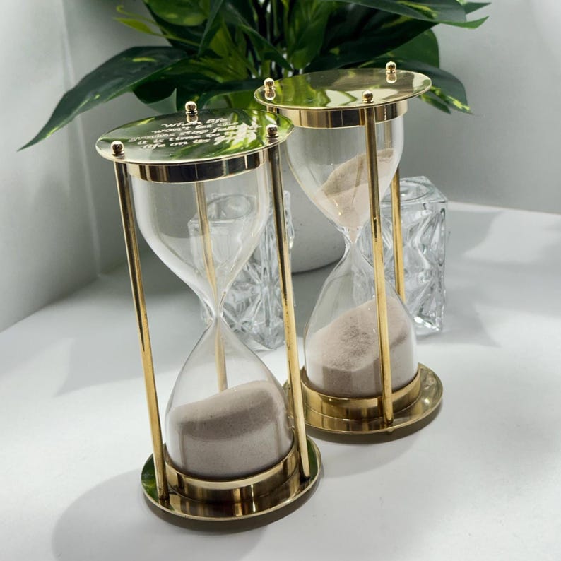 Fillable Brass Hourglass, Sand Ceremony Set, 5-Minute view 2
