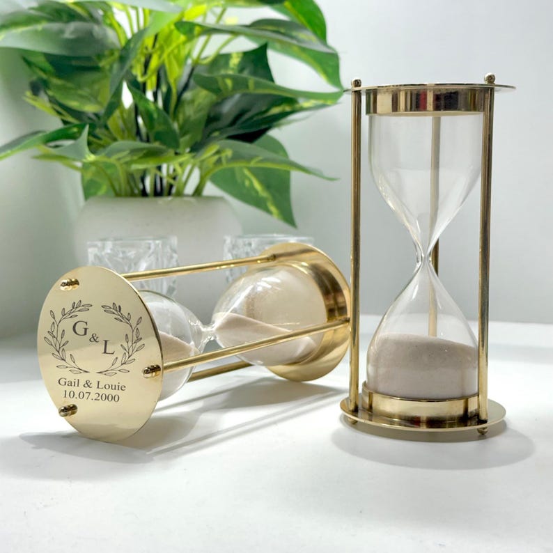 Fillable Brass Hourglass, Sand Ceremony Set, 5-Minute view 17