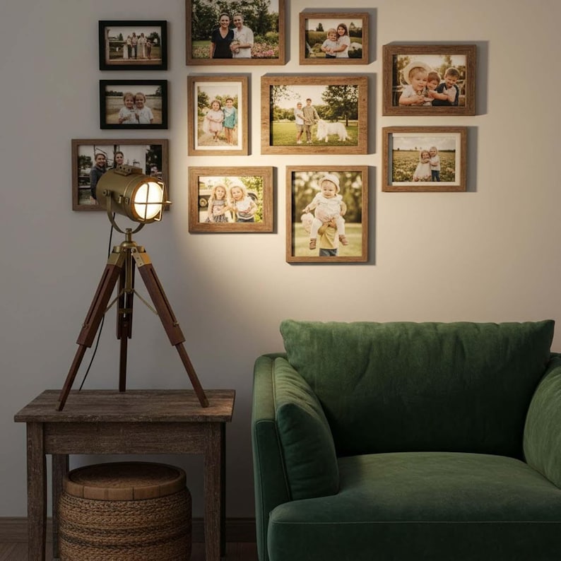 Antique Finish Spotlight on Wooden Tripod view 6