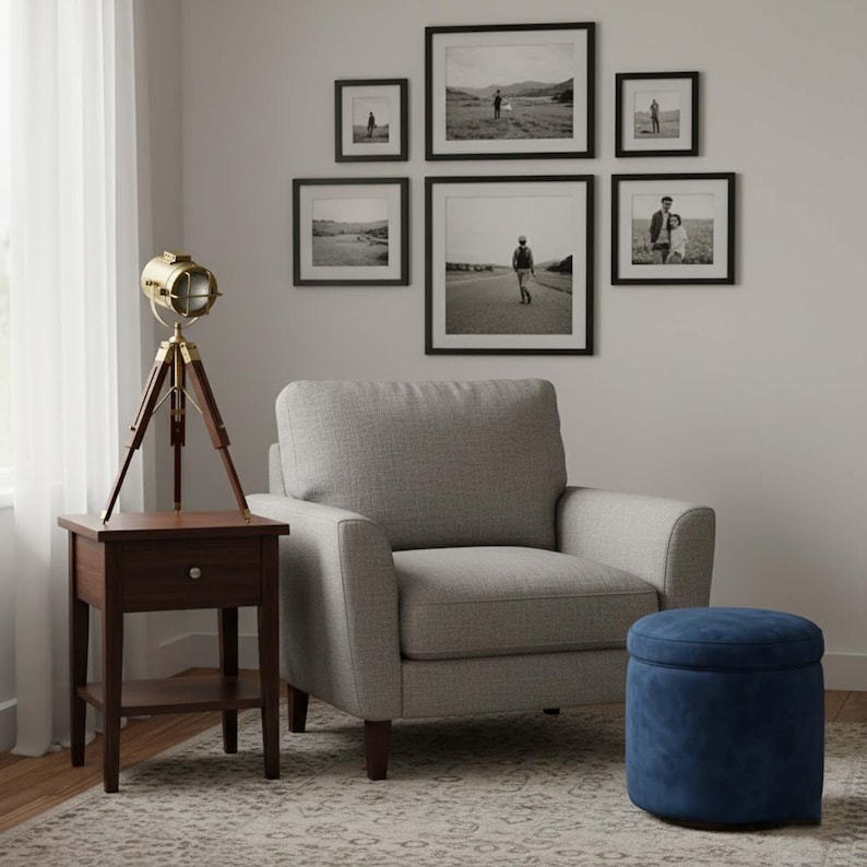 Antique Finish Spotlight on Wooden Tripod view 8