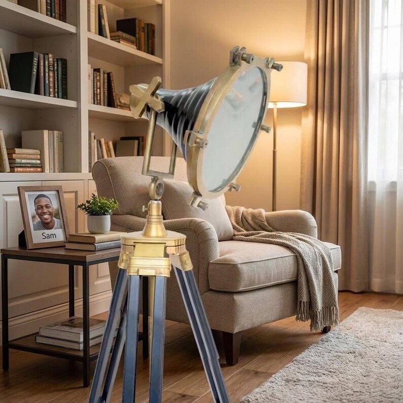 Distinctive Spotlight on Wooden Tripod view 7