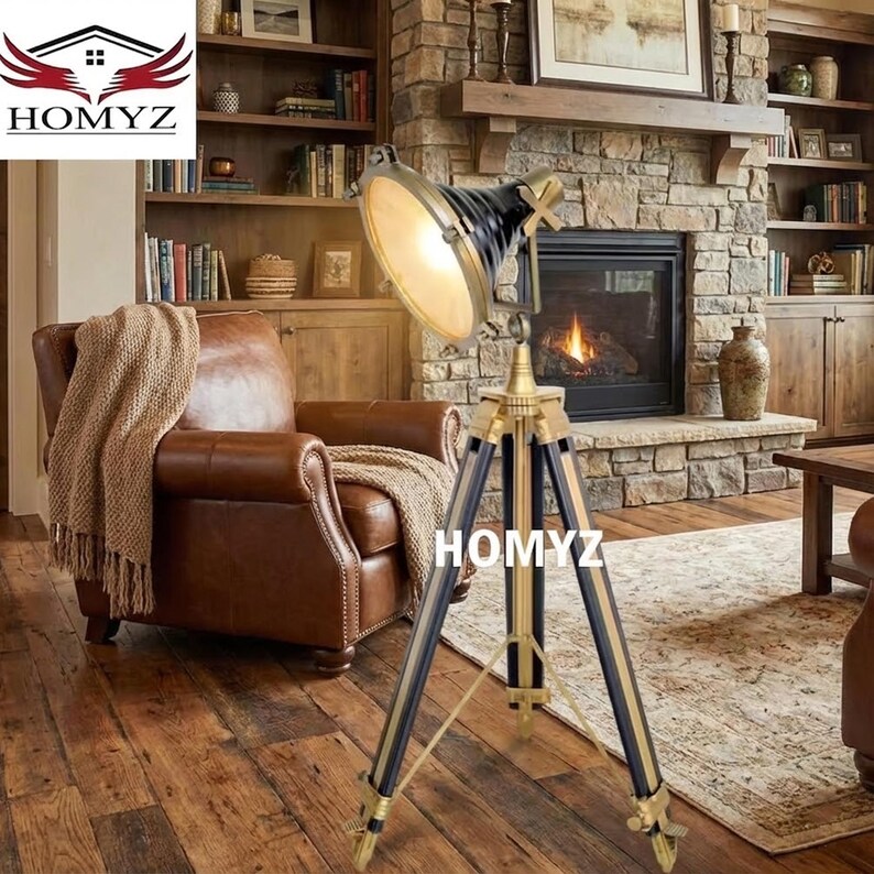 Distinctive Spotlight on Wooden Tripod view 8