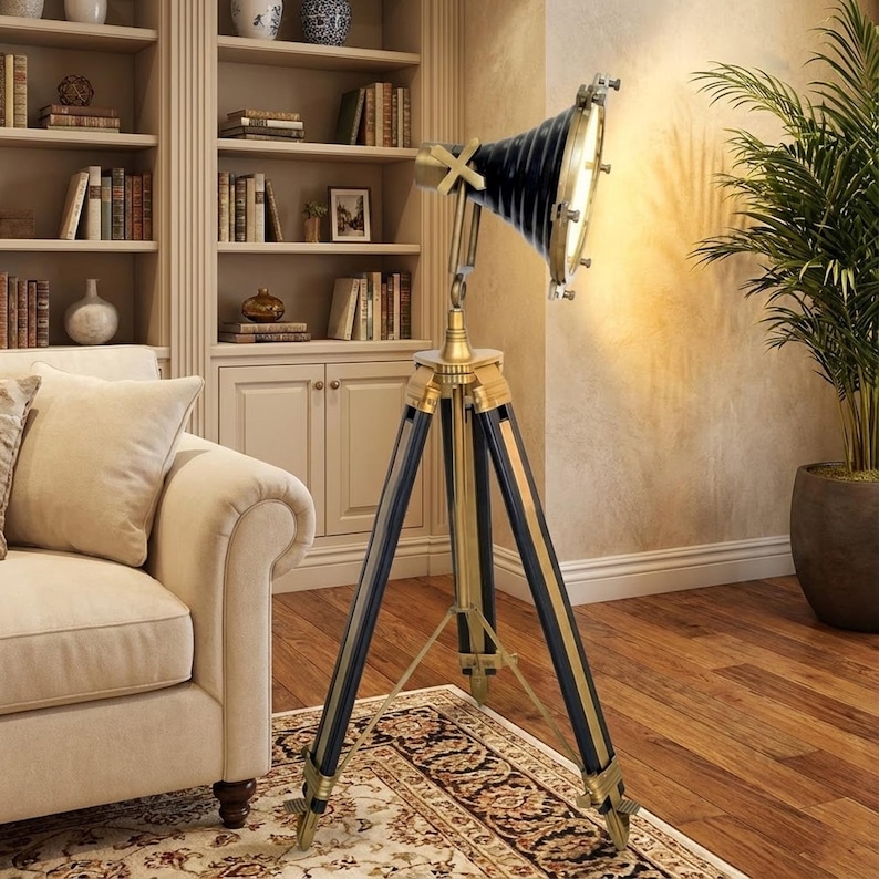 Distinctive Spotlight on Wooden Tripod view 10