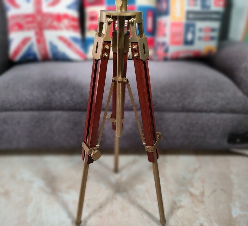 Antique Finish Spotlight on Wooden Tripod view 8