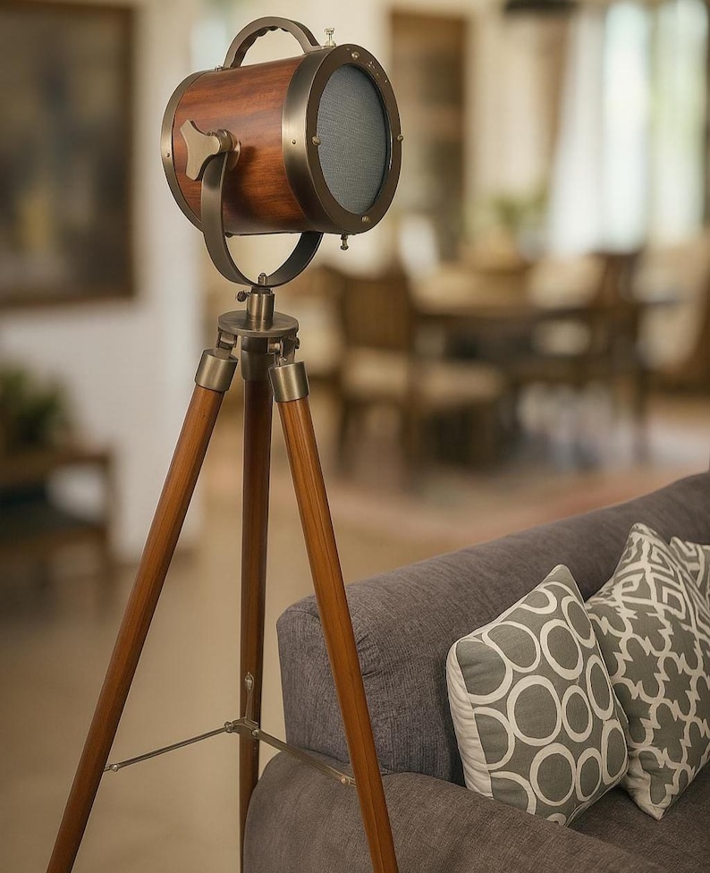 Wooden Spotlight on Wooden Tripod view 2