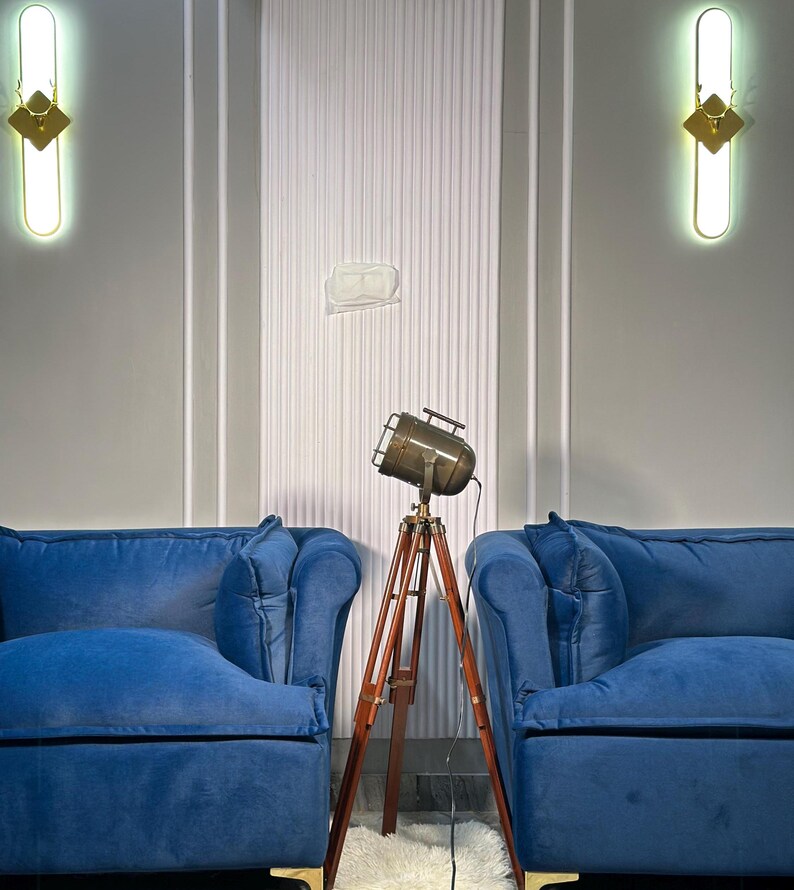 Antique Finish Spotlight on Wooden Tripod view 11