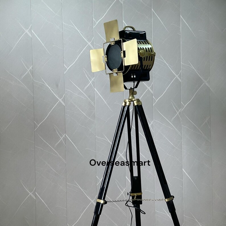 Antique Finish Spotlight on Wooden Tripod view 8